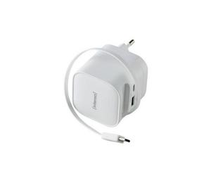 CHARGEUR SECTEUR USB-C 65 W AVEC CORDON RETRACT. 0,7M BLANC