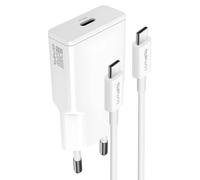 4smarts Chargeur secteur USB-C GaN 20W format compact + câble USB-C 60W Blanc