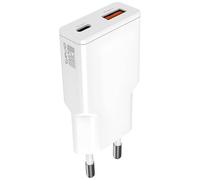Chargeur Secteur USB-C GaN 20W + USB Format Compact 4smarts Blanc