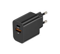 Chargeur Secteur USB-C plus USB 15W Charge Rapide Compact Noir