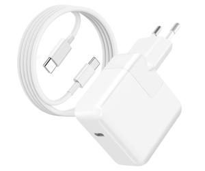 Chargeur Secteur USB C pour MacBook Charge Rapide 30W Câble 1.7m Blanc