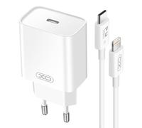 Chargeur Secteur USB-C Power Delivery 20W avec Câble iPhone Lightning Blanc