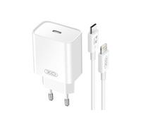 Chargeur Secteur USB-C Power Delivery 20W avec Câble iPhone Lightning XO Blanc