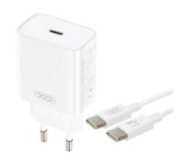 Chargeur Secteur USB-C Power Delivery 20W Compact avec Câble USB-C 60W XO Blanc