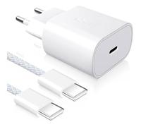 Chargeur secteur USB-C - TECHTA - Chargeur USB-C 25W - PD 3.0 - Câble USB-C 60W 1 m - Protections multiples