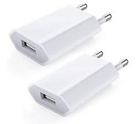 Chargeur Secteur USB pour iPhone, 2-Pack 5V 1A Prise USB Secteur Adaptateur Secteur USB 5 W Compatible avec iPhone 6/6 P/7/7 P/8/8P/XR/XS/X/XS Max/11/SE/12/13/iPod/iPad/Samsung Google Pixel Huawei