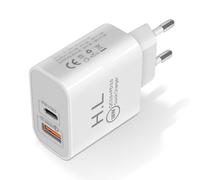 Chargeur secteur USB / USB-C 20W Power Delivery Q.C 3.0 Blanc