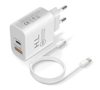 Chargeur secteur USB / USB-C 18W Power Delivery Q.C 3.0 Câble Lightning Blanc