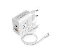 Chargeur secteur USB / USB-C 18W Power Delivery Q.C 3.0 Câble Lightning Blanc
