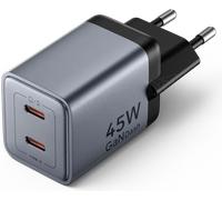 Chargeur secteur Vention GaN 2x USB-C 45W (Gris)