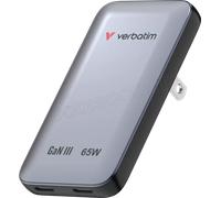 Verbatim Essentials Slim GaN Wall Charger 65W US/EU/UK - Grey