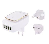 Chargeur secteur WAYME 4x USB 4,4A avec LED tactile + adaptateurs - fiches pour prises UE, UK et USA