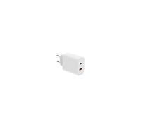 Chargeur secteur WE 1 Port USB + 1 Port USB-C, Total 65W, Power Delivery, coloris blanc.