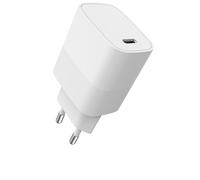Chargeur secteur WE 1 Port USB-C : 5V/3A, 9V/2.22A, 12V/1.67A, 20W, Power Delivery, format mini, coloris blanc.
