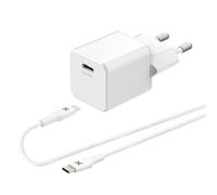 Chargeur secteur Wefix 20 W Blanc + Câble USB Type C vers USB Type C 1 m