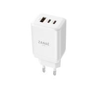 Chargeur secteur Zanaé 2x USB-C 65W et 1x USB-A 30W Power Delivery PPS pour MacBook Pro Tablette Smartphone Blanc