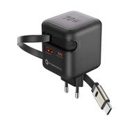 Chargeur Smartphone et Tablette 70W GaN III USB-C avec Câble Rétractable Compact Forcell Noir