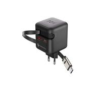 Forcell Chargeur smartphone et tablette 70W GaN III USB-C, câble rétractable compact noir