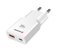 Chargeur Smartphone / Tablette GaN 30W USB-C et USB-A QC 3.0 Ultra Compact Blanc