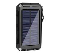 Chargeur solaire 10 000 mAh, source d'alimentation portable d'extérieur avec deux lumières LED, boussole, chargeur mobile étanche avec mousqueton pour camping, randonnée, utilisation d'urgence