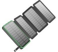 Chargeur Solaire 25000mah, Solaire Batterie Externe Avec Double Sortie Usb 3,0a Et 4 Panneaux Solaires Pliables Chargeur Portable Pour Smartphone, Tablette, Camping Et Plus (Bleu)