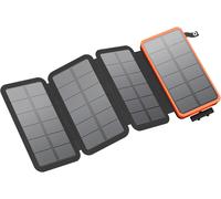 Chargeur Solaire 25000mah,Solaire Batterie Externe Avec Double Sortie Usb 3,0a Et 4 Panneaux Solaires Pliables Chargeur Portable Pour Smartphone,Tablette,Camping Et Plus (Orange)