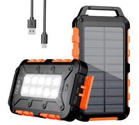 Chargeur solaire 26800 mAh, PD15W USB C, chargeur solaire portable, batterie externe à charge rapide avec 3 sorties, 2 entrées et lumière LED pour téléphone extérieur, tablettes, etc. (gris)
