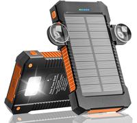 Chargeur Solaire 26800mAh avec Support à Ventouse,Batterie Externe Solaire 3 Ports USB avec Lampes de Poche Lumière Continue/SOS/Stroboscope pour Téléphone Portable