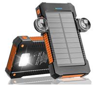 Chargeur Solaire 26800Mah Avec Support À Ventouse, Batterie Externe Solaire 3 Ports Usb Avec Lampes De Poche Lumière Continu[BAT42]