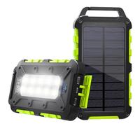 Chargeur Solaire 26800mAh PD 15W Batterie Externe Solaire avec 2 Ports USB et Une Entrée USB-C Charge Rapide Solar Power Bank Imperméable Compatible avec Téléphone Tablette Camping Verde