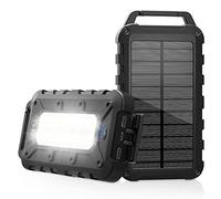 Chargeur Solaire 26800mAh PD 15W Batterie Externe Solaire avec 2 Ports USB et Une Entrée USB-C Charge Rapide Solar Power Bank Imperméable Compatible avec Téléphone Tablette Camping Noir