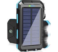 Chargeur solaire 38800 mAh, chargeur rapide, double port USB, lampe torche LED intégrée et boussole pour tous les téléphones portables et appareils électroniques