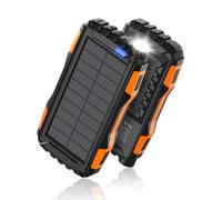 Chargeur solaire 42800 mAh, chargeur portable, batterie externe, 5 V 3,1 A, Qc 3.0, chargeur rapide, lampe de poche super lumineuse intégrée (orange)