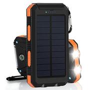 Chargeur Solaire 50 000 Mah, Chargeur de Batterie Solaire Portable, Batterie Externe, Chargeur de téléphone, Banque d’Alimentation avec Lampe de Poche, Orange