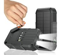 Chargeur solaire 66 800 mAh avec manivelle intégrée et 4 câbles 22,5 W à charge rapide, 6 sorties et 4 entrées SOS/stroboscope/lampes de poche de camping puissantes, chargeur solaire portable (noir)