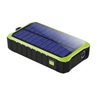 Chargeur solaire à manivelle 12 000 mAh, banque d'alimentation portable avec deux ports USB, source d'alimentation mobile d'urgence verte, lampe de poche LED et support pliable, 14,5 x 7,9 cm