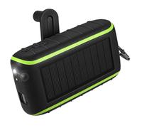 Chargeur Solaire, Chargeur de TéLéPhone Portable à Manivelle 8000mAh 2 USB Banque D'Alimentation Solaire avec Lampe de Poche LED, Mousqueton