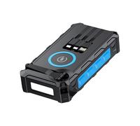 Chargeur solaire étanche bleu 16,6 x 8,5 x 3,5 cm, câble autonome avec lampe de poche, batterie externe pliable sans fil, fonction d'alarme SOS intégrée et boussole pour cyclistes, pêche, randonnée