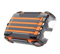 Chargeur solaire haute capacité 30 000 mAh, batterie portable avec charge rapide et double lampe de poche LED pour une utilisation en extérieur, orange