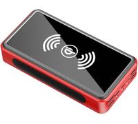 Chargeur Solaire Portable Banque D’Alimentation Solaire Grande Capacité Chargeur De Téléphone LED Lumière De Camping pour Le Camping Pique-en Plein Air, Red