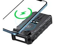 Chargeur Solaire Portable,Batterie de Secours à Manivelle avec Lampe LED | Powerbank Portable Rechargeable Pliable pour Voyage Camping Pêche Randonnée Vélo