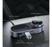 Chargeur solaire pour voiture compatible avec le lecteur Mp3 Bluetooth Chargeur intelligent Réduction du bruit Émetteur Fm magnétique sans fil Noir