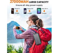 Chargeur Solaire Power Bank 27000mah - 22,5w Charge Rapide Batterie Externe Sans Fil Avec 2 Câbles Intégrés,Usb C Pd Qc 3.0 Sortie Chargeur Portable Pour Téléphone Tablette (Vert)