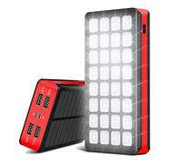 Chargeur Solaire Power Bank, Chargeur Sans Fil 30000mAh Batterie Externe Port D'Entrée de Type C Double Lampe de Poche, Charge de Panneau Solaire et Chargeur Sans Fil Portable avec 4 Sorties et Double