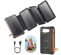 Chargeur solaire rapide 26 800 mAh, PD 22,5 W, banque d'alimentation solaire, 3 sorties, 4 panneaux pliables, recharge la batterie externe, lampe de camping 26800 mAh