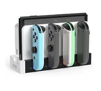 Chargeur Station pour Joy Con Nintendo Switch & OLED - Charge jusqu'à 4 Manettes, Compatible avec Les Modèles Switch et OLED (Noir - Blanc)
