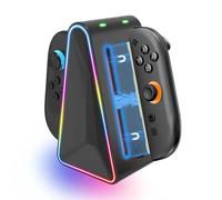 Chargeur Station pour Nintendo Switch 2, Station de Charge 4 en 1 avec Indicateur LED, 9 Modes RGB Lumière Gaming, Charge Simultanée de 1 à 4 Joycon