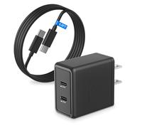 Chargeur super rapide 25 W pour Samsung Galaxy A16 A15 A14 5G A55 A54 A53 A52 A42 A32 A31 A41 A51 A71 A21S A23 A34 A03S A24 A23, adaptateur de voyage double ports USB C avec 6 ports USB C 1,8 m de