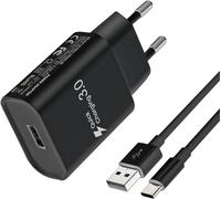 Chargeur super rapide 3.0 pour câble de charge Samsung Huawei P30 Pro, P30 Lite, P20 Lite, P20, Xiaomi Google HTC LG Oppo Meiuzu ZTE Oneplus Nokia Sony etc. avec câble de type C de 2 m de long (noir