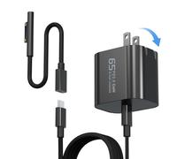 Chargeur Surface Pro 65 W compatible avec Surface Pro 3/4/5/6/7/8/9/10/X/11/12, adaptateur d'alimentation compatible avec Microsoft Surface Book/ordinateur portable/tablette, prend en charge 44 W 36 W